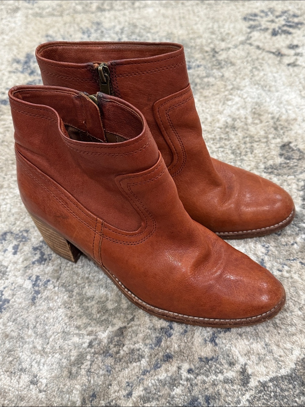Arturo Chiang Women's Leather Ankle Boots in Rust